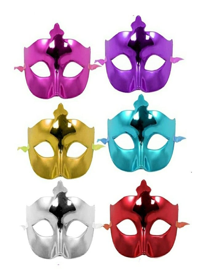 Fun Affairs Eye Mask for Halloween and Christmas Party, Masquerade Ball Venetian Party Pack of 6 for Men and Women (3 Colors X 2 Mask Each) - Image 1